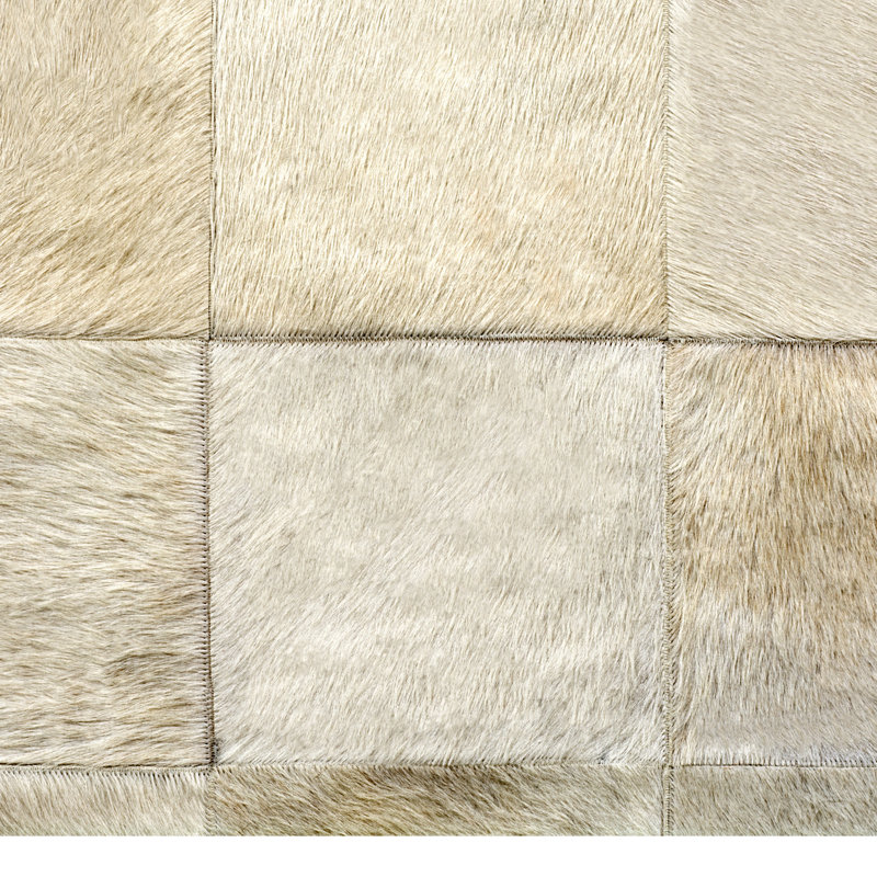 Tapis ivoire / gris en cuir Ares, 8 x 10