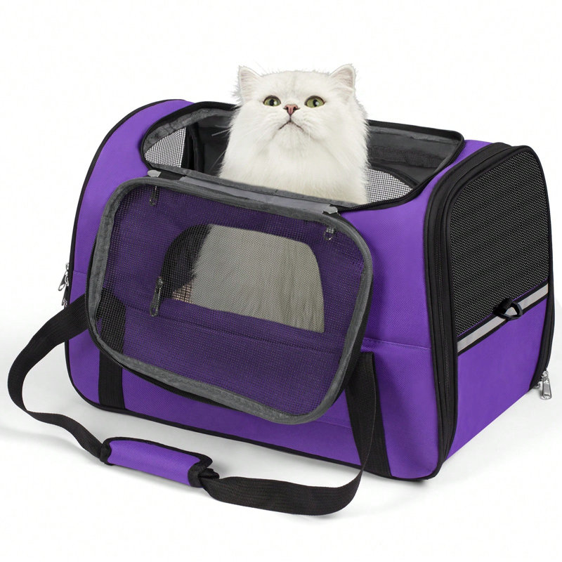 Sac de transport pour chien pour animaux de compagnie de taille moyenne - Sac de chat et de chiot pliable à côtés souples, approuvé par la compagnie aérienne, transporteur de voyage portable jusqu'à 20 lb