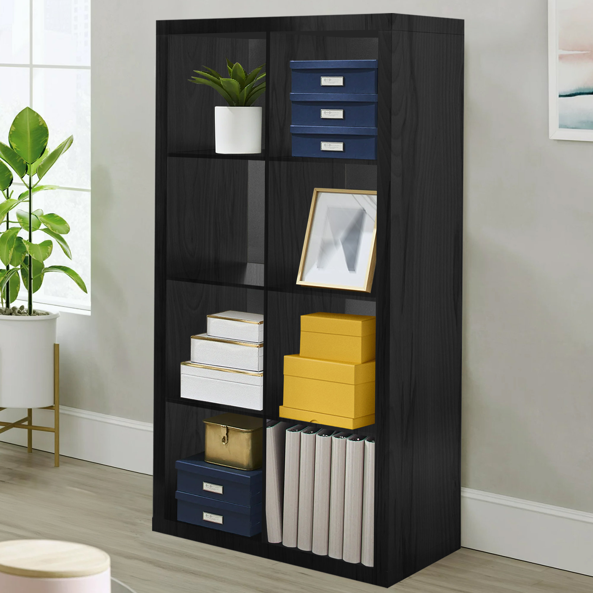 August Grove 8-Cube Storage Organizer, 4-Tier 2-Column Open Shelf ...