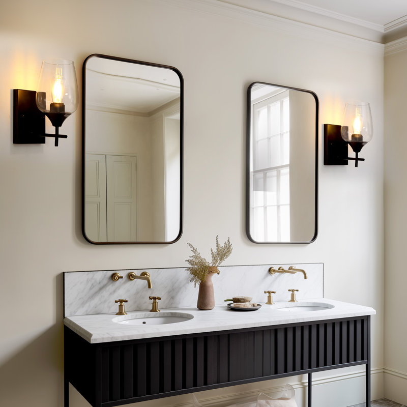 13 po Applique murale 1 lumière noir mat avec verre à vin