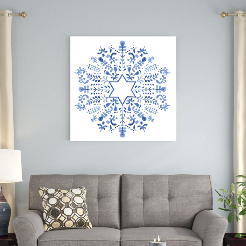 Indigo Hanoukka III par Victoria Borges - impression sur toile tendue, H 36 po x l 36 po