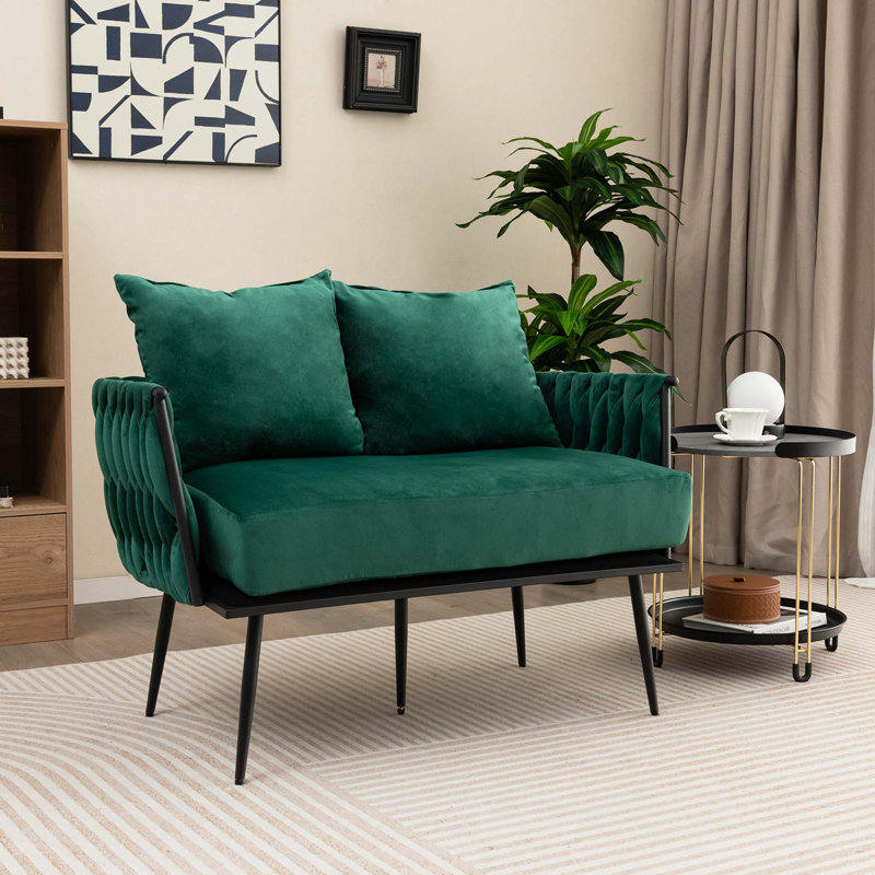 Mishaila Upholstered 43'' Reception Loveseat, Green