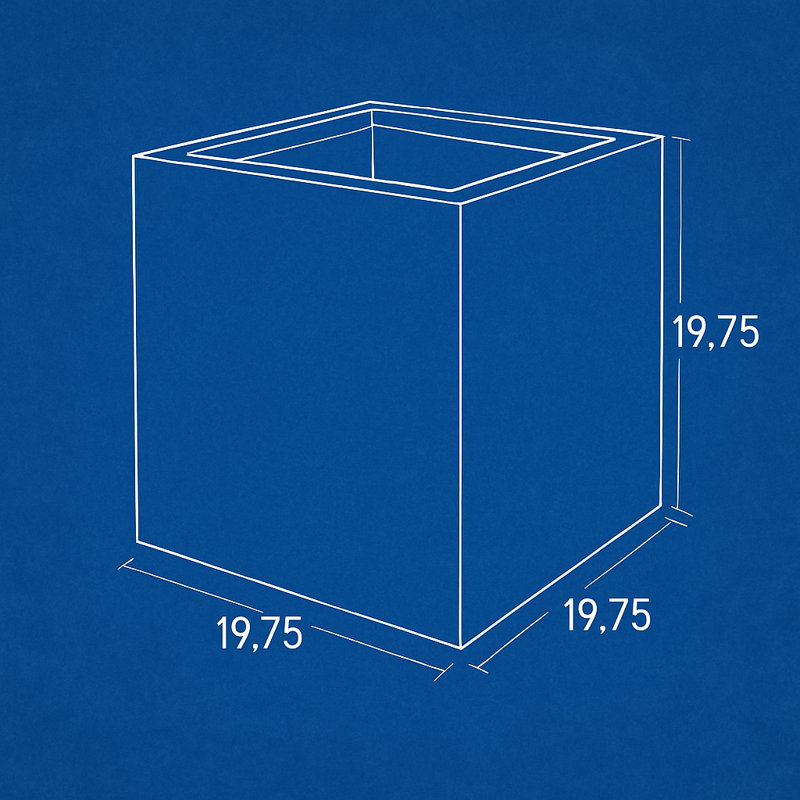 Grigio XL Cube Planter 19.75"W x 19.75H- Anthracite, Premium Lightweight Handmade Planter, Frost & UV-Resistant Fiberglass Stone Resin Pot for Indoor/Outdoor Use