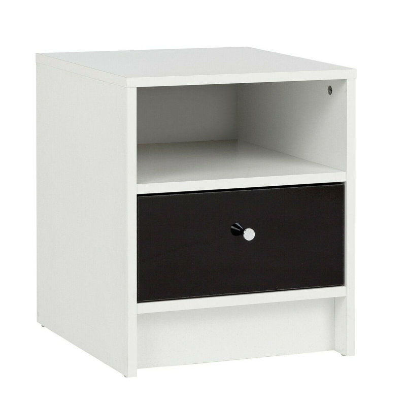 Emersen 38cm W Manufactured Wood Bedside Table, White/Black
