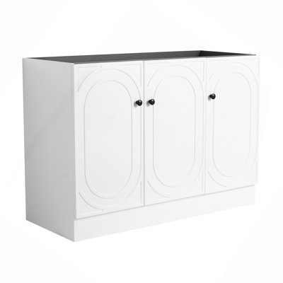 Meuble-lavabo de salle de bain autoportant - Portes d'armoire fermées - Sans lavabo