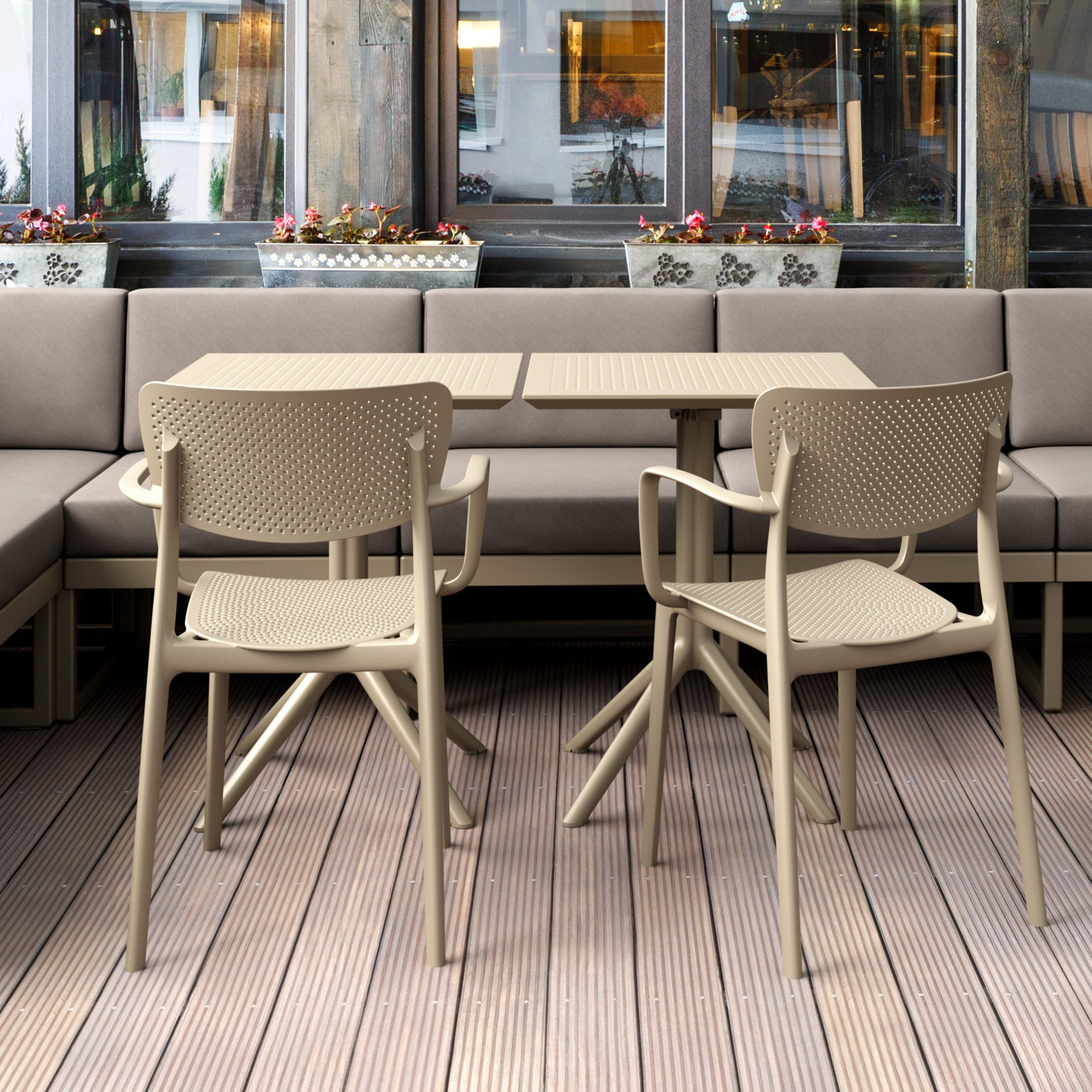 Farrah Stackable Patio Armchair, Taupe