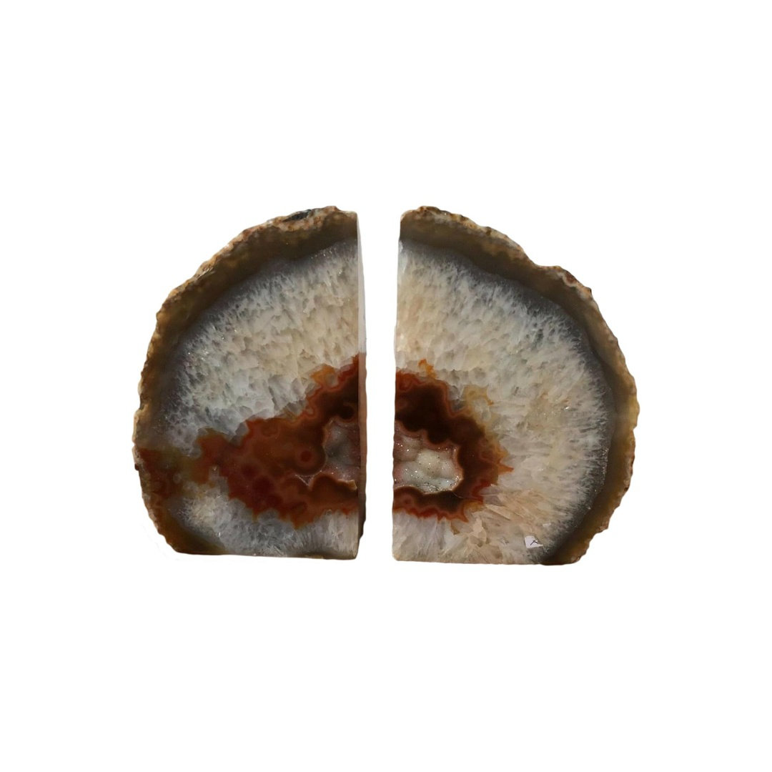 Orren Ellis Natural Decorative Agate Book Ends Geode Bookends Stone ...