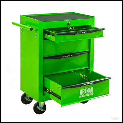 Rolling Metal Tool Chest with 4 Drawers, 20" 4-Drawer Tool Chest Cabinet with Ball Bearing Drawer Slides, Steel Tool Storage Box Organizer -GREEN