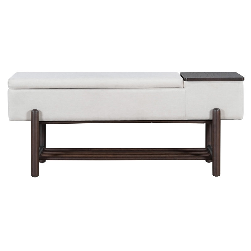 Banc de rangement rembourré Farmhouse avec compartiment caché, Black, Black