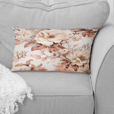 Coussin à imprimé de fleurs rétro V - Plants
