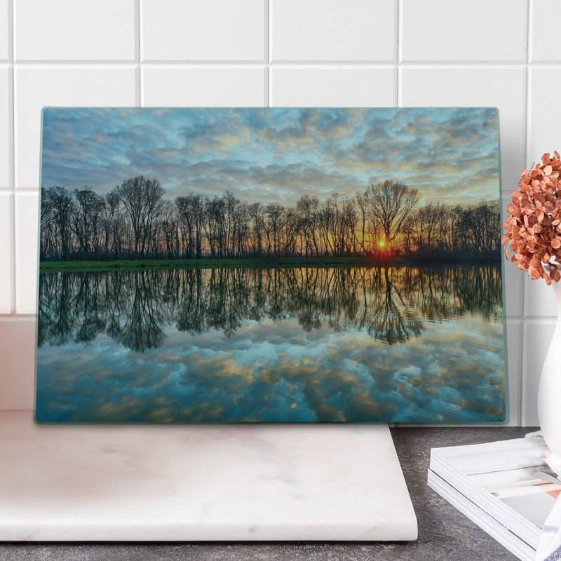 Ambesonne Colorful Cutting Board Large Size Boho Sunset Multicolor