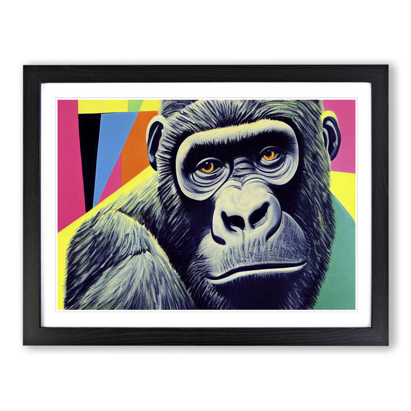 Awe Inspiring Gorilla - Single Picture Frame Print, Black Framed, 34cm H x 46cm W x 2cm D