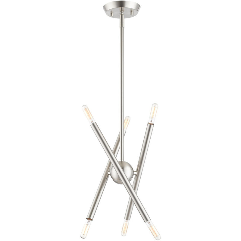 Lustre classique à 6 lumières Chiann, Nickel brossé
