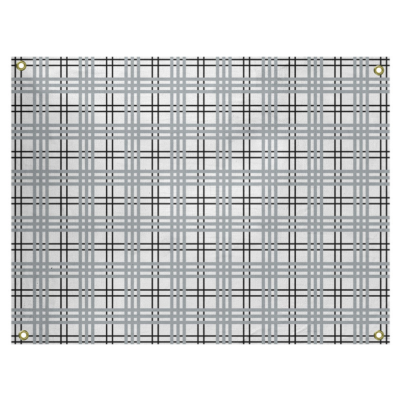 Tapisserie en polyester de luxe Las Vegas, H 26 po x l 36 po, Blanc / Noir / Argent