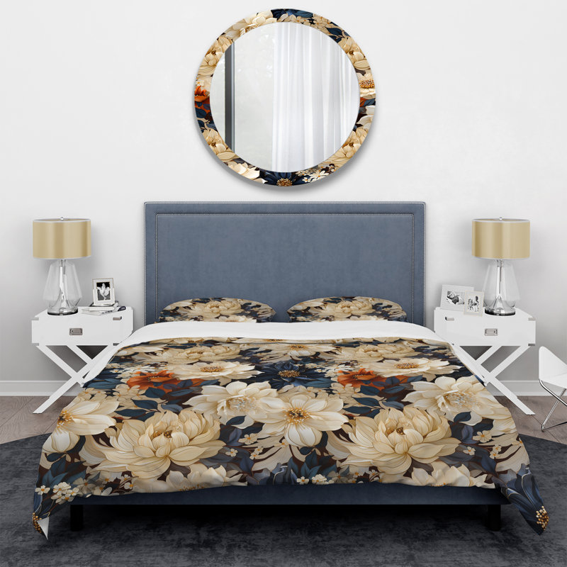 Ensemble de housse de couette à motif mosaïque inspiré de pivoines Serenity III