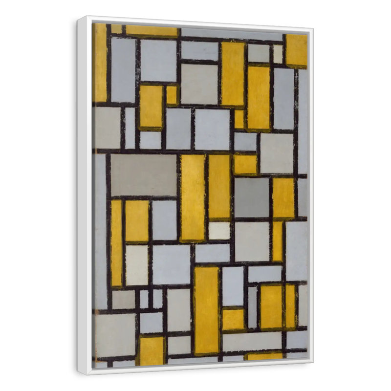 Composition With Grid 1, Floating Frame White, 29" x 43"