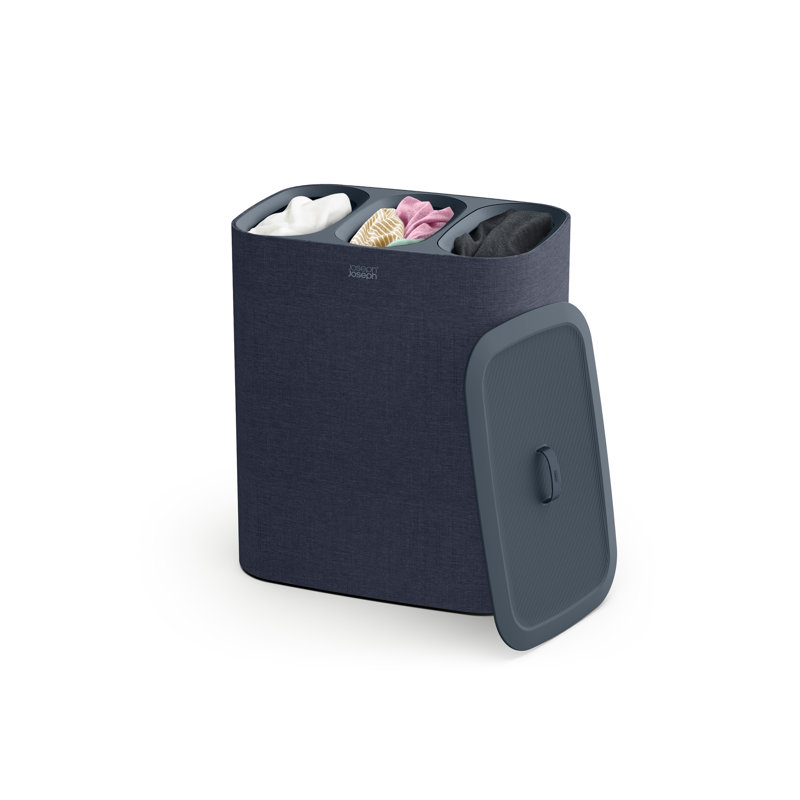 Joseph Joseph Tota Trio Panier à linge de 90 litres avec couvercle, Noir carbone