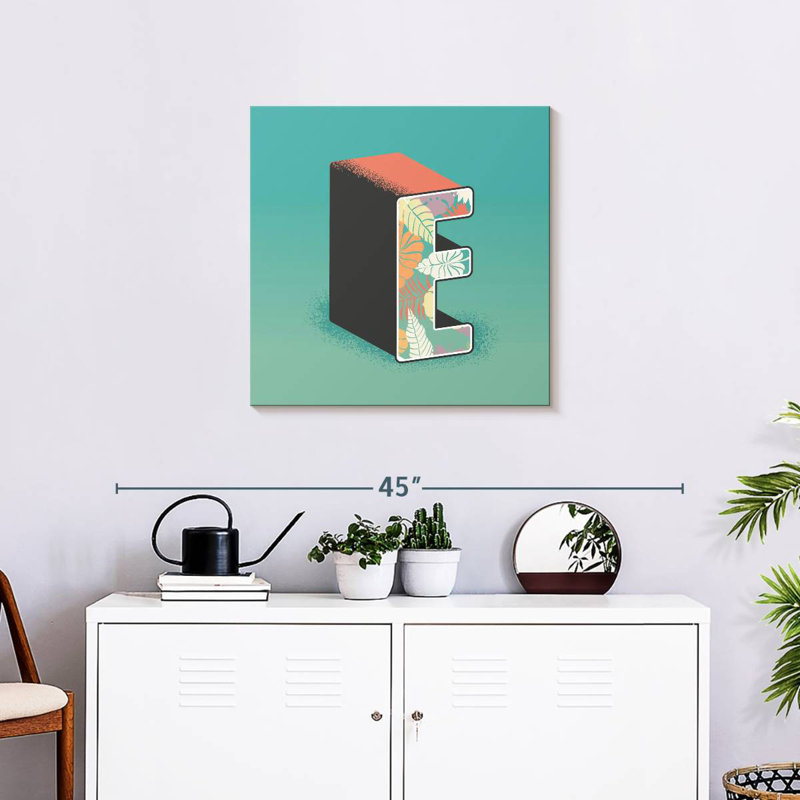 Keiri Leafy Print Letter E, 24" H x 24" W
