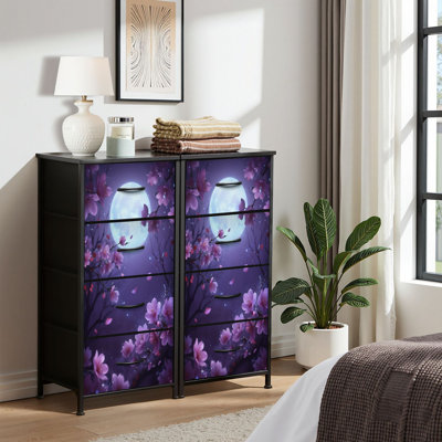 Commode 4 tiroirs pour chambre à coucher, commode étroite, plateau en bois et structure en fer de travail 18 po x 37,5 po - (l x H)