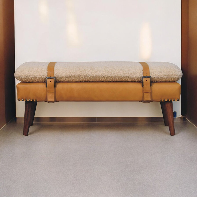 Marisal Boucle X Tan Leather Bench