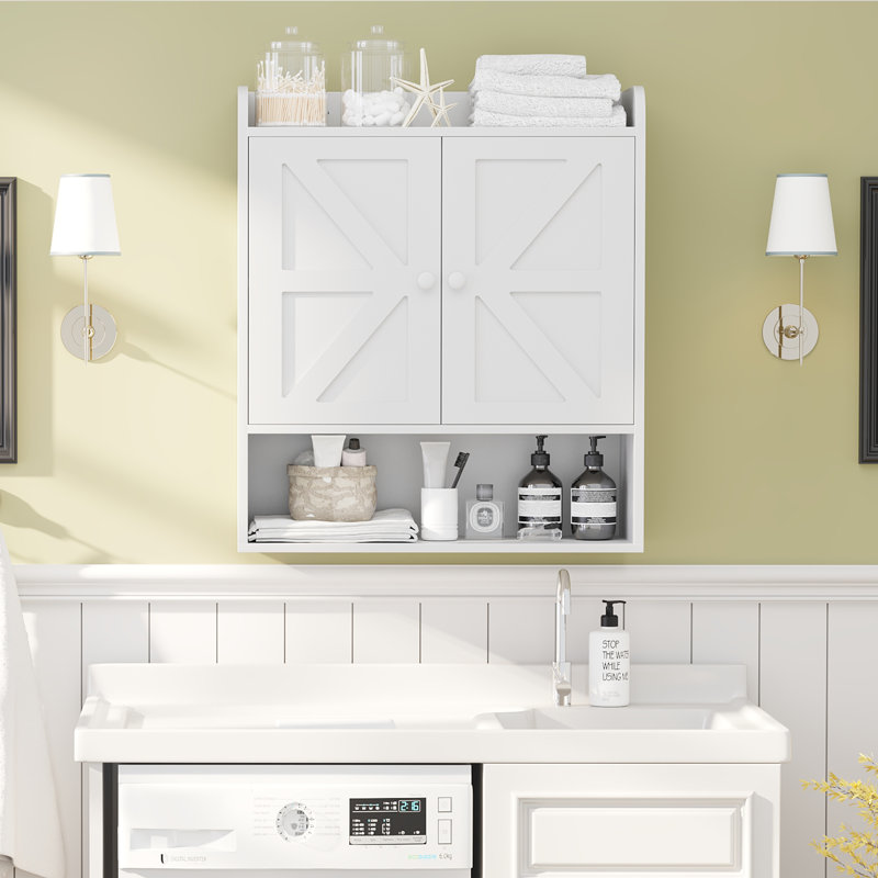 Dorset 21.85''W X 26''H Wall Mounted Bathroom Cabinet, Bathroom Storage Cabinet With Two Doors, Adjustable Shelves, Open Shelf