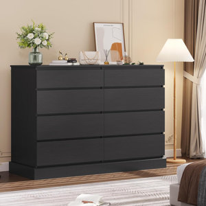 Dresser For Bedroom, Modern Long Double Dressers With 8 Drawers, Storage Organizer Chest Of Drawers For Living Room, Entryway, Dimensions 51.6''l X 15.7''d X 37.7''h