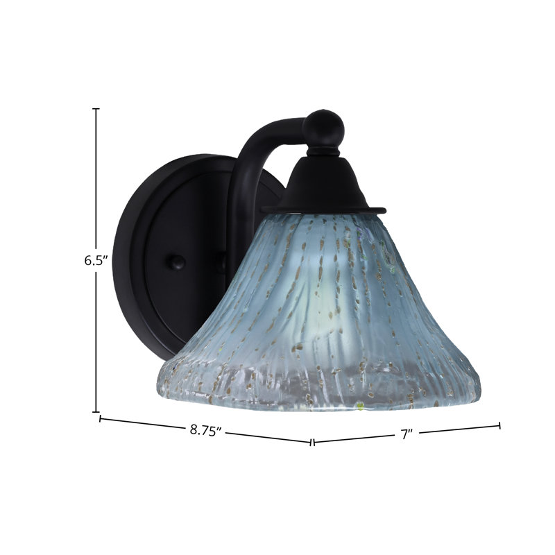 Paramount Wall Sconce Shown In Matte Black Finish With 7" Teal Crystal Glass