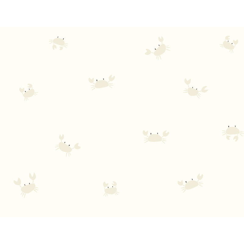 Black Eyed Crabs 33' L x 20.5" W  Wallpaper Roll, Cream