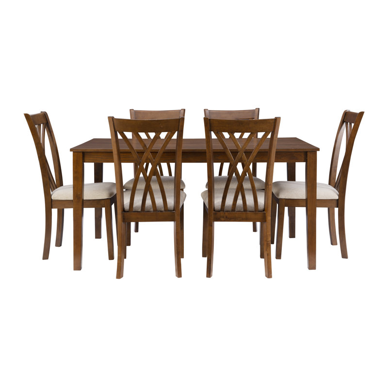 Telscombe 6 - Person Dining Set, Beige/Brown, Brown