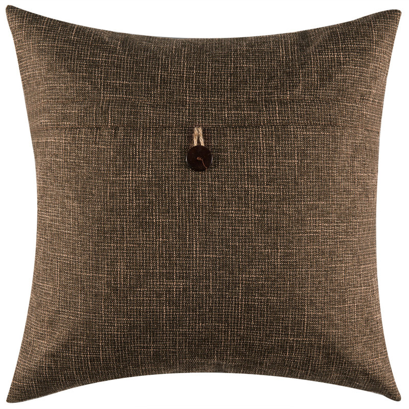 Housses de coussin rétro à un bouton, Brun foncé, H 18 po x l 18 po x P 1 po, Housse de coussin seulement - sans coussin