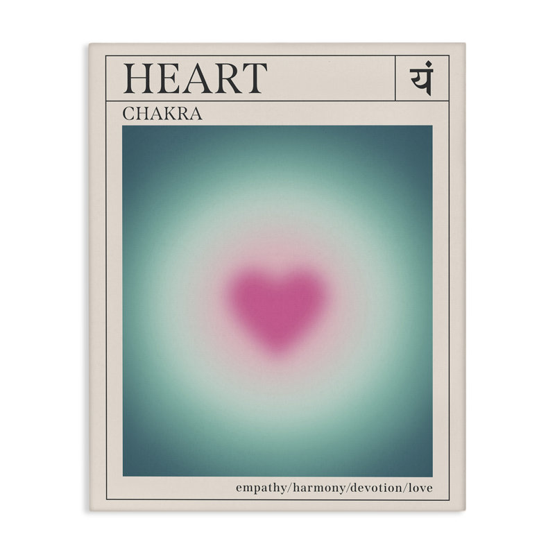 Art mural sur toile Heart Chakra Meditation, design par Wild Apple Portfolio, H 30 po x l 24 po