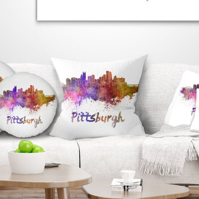Pittsburgh Skyline - Cityscape Printed Throw Pillow