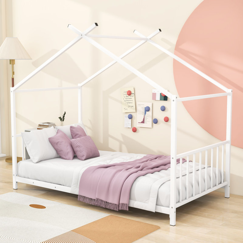 House Platform Bed, White