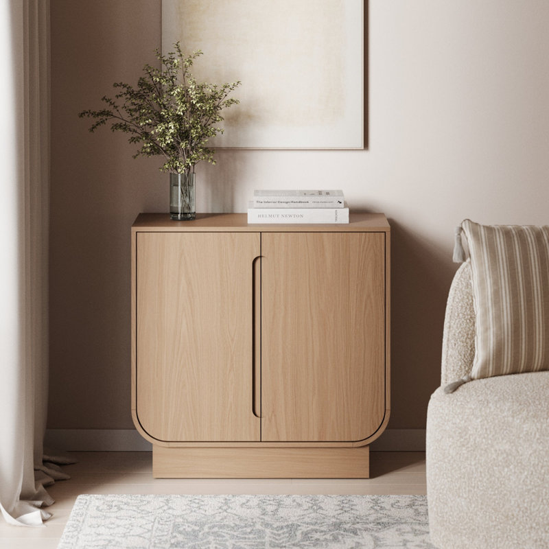 Armoire décorative arquée Mid-Century moderne en chêne brut, Chêne brut
