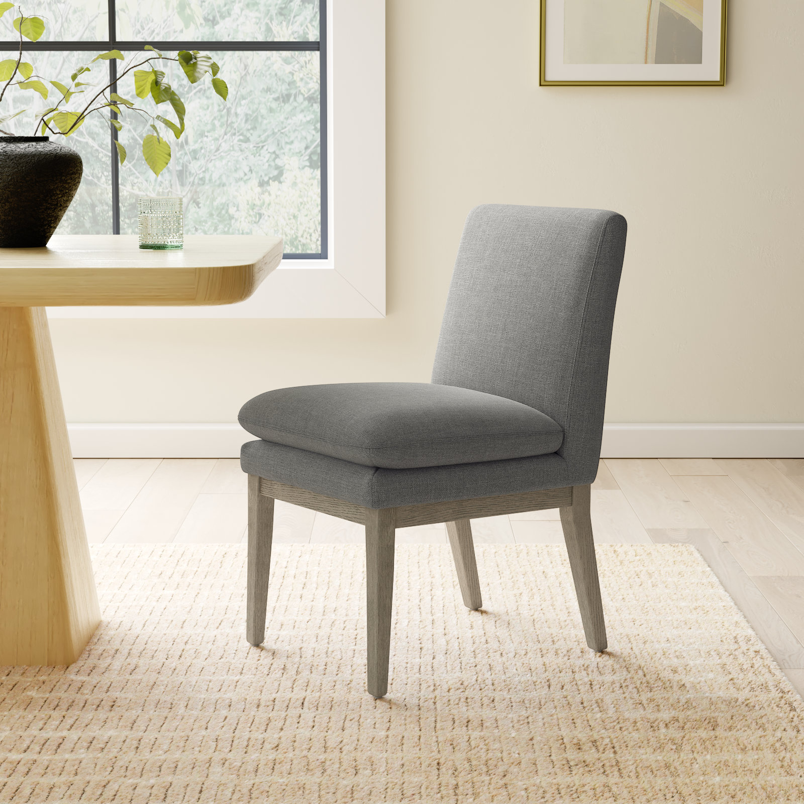 Bethea Oak Parsons Dining Chair, Effie Flint Performance Linen