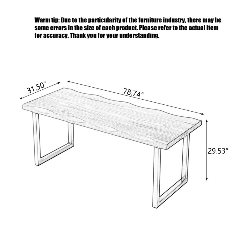 Bureau d'écriture en bois massif Minimalist Modern, H 1,97 po x l 78,74 po x P 31,50 po