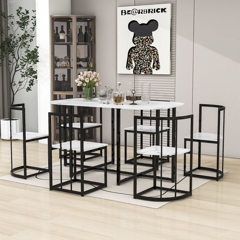Ensemble repas pour 6 personnes Aronas, Blanc, Noir