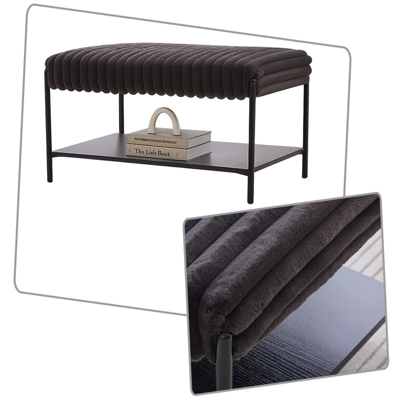Repose-pieds avec rangement et repose-pieds Modern, Gris anthracite