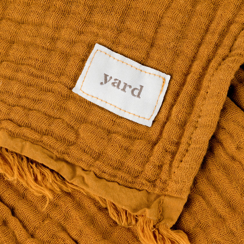 Knitted Throw Blanket, W130 x L180cm, Gold
