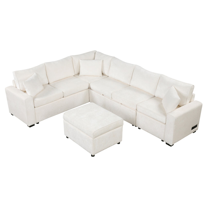 Canapé-lit 112,2 po, Chenille crème
