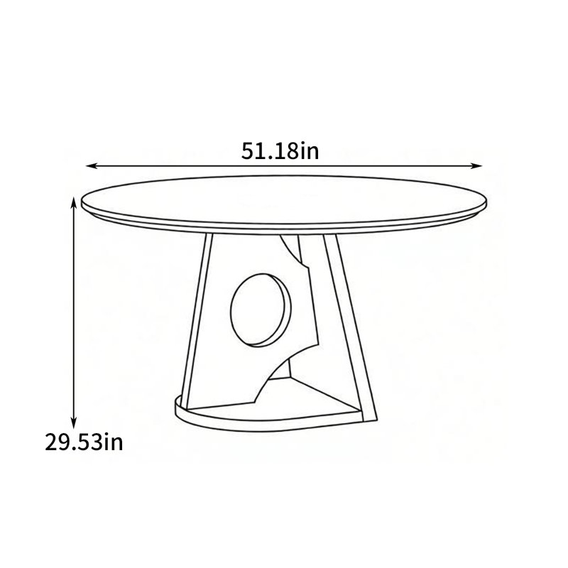 Table de salle à manger ronde Retro, 29.53"H x 51.18"L x 51.18"W