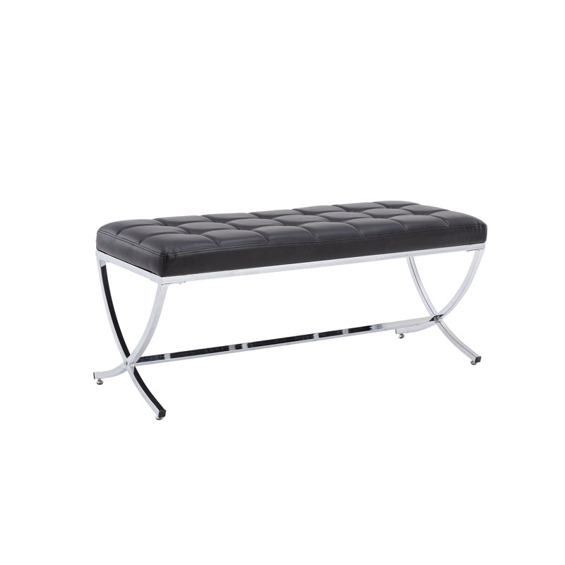 Deyna Velvet Upholstered Bench, Black