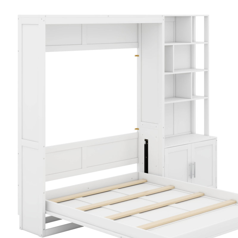 Lit escamotable double avec tablettes
