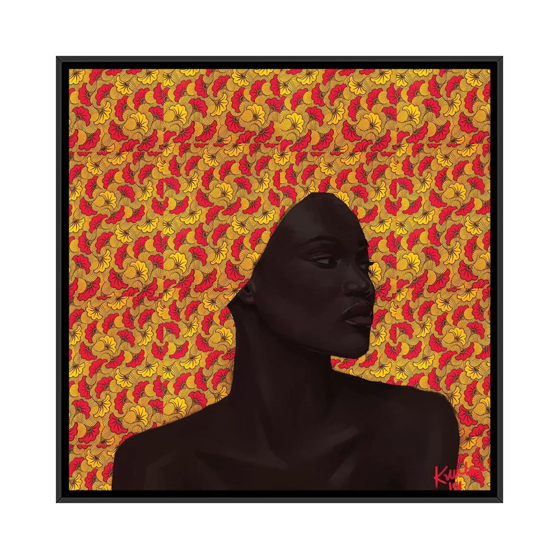 Wax Series III par Adekunle Adeleke-reproduction d’art, Pas de tapis, H 18 po x l 18 po x 1,5 po, Toile avec cadre noir