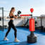 Sac de boxe, sac de boxe autoportant avec boule de vitesse, barre de boxe rotative et gants, base lestée