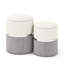 Ebern Designs Linen Fabric Storage Ottoman Set Of 2 Modern Round Ottoman With Storage For Bedroom