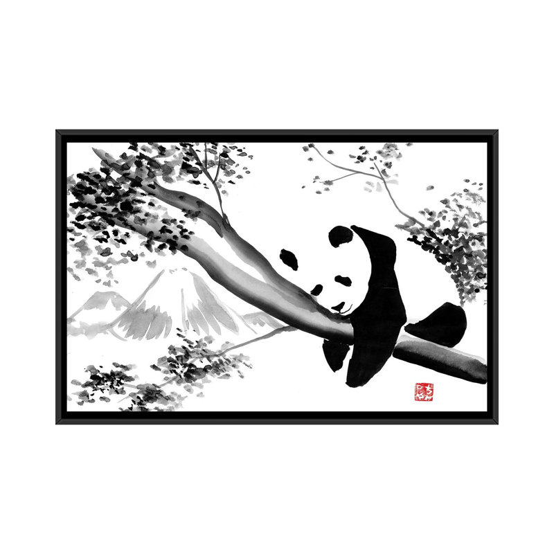 Panda's Tree by Péchane - Print on Canvas, Black Framed, 101.6 cm H x 66.04 cm W