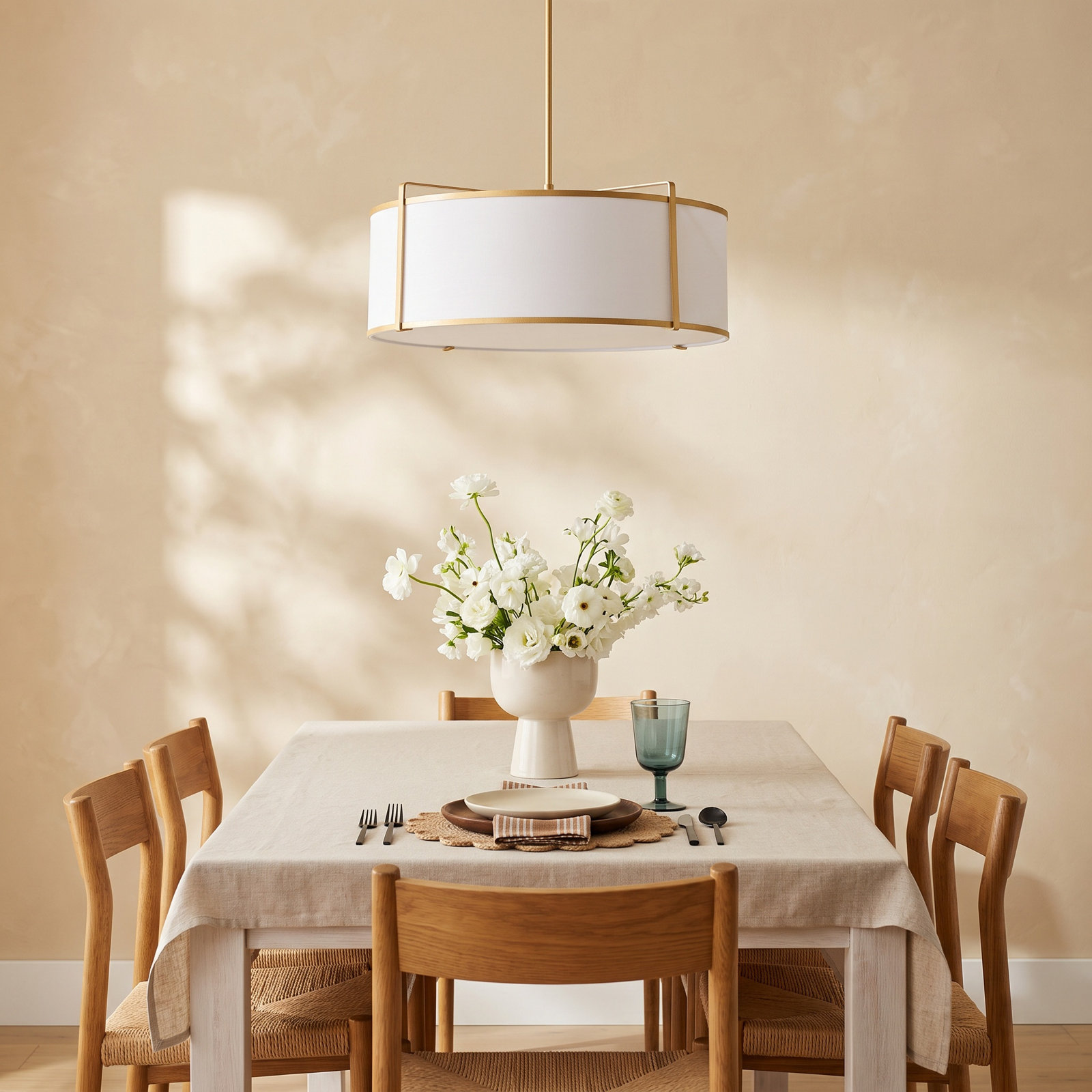 Tisdale 4-Light Chandelier, White/Aged Brass, Aged Brass
