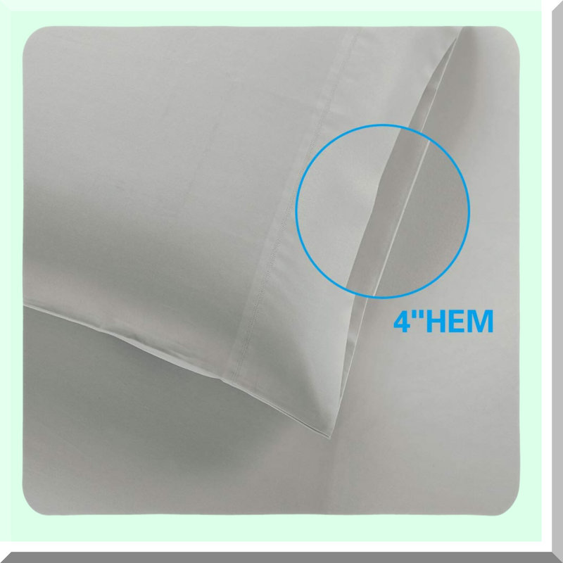 Luxury Supima Cotton Sateen Pillowcase Set - 600 Thread Count Hotel Quality Pillow Cases - Soft Silky Standard Size - 2 Pieces Light Grey