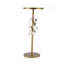 Table d'appoint ronde en fer avec accents floraux dorés et base en ciment, 11,8 po de diamètre